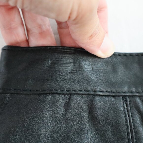 G-III Womens Vintage Black Leather Midi Pencil Skirt Back Snaps 80's Size 11/12 - Picture 11 of 11